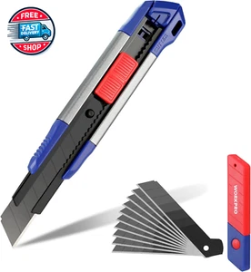 18Mm Retractable Utility Knife, Heavy Duty Aluminum Alloy Snap-Off Box - Picture 1 of 12