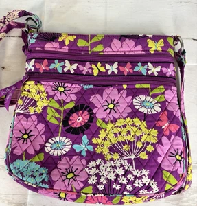 Vera Bradley Floral Butterflies Sun Flutterby Print Purple Handbag 11 x 11 Logo - Picture 1 of 8