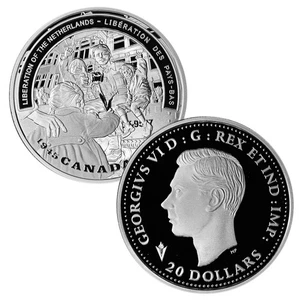 CANADA $20 2020 WWII Battlefront Series 'Liberation of the Netherlands' 1oz. - Foto 1 di 5
