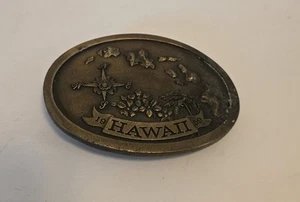 1977 Hawaii 50th State Commemorative Surfer Belt Buckle - Indiana Metal Craft - Picture 1 of 4