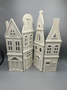 Department 56 White Wood Fold Out TownHouse Row Hinged Display For Shops HTF Vtg - Picture 1 of 11