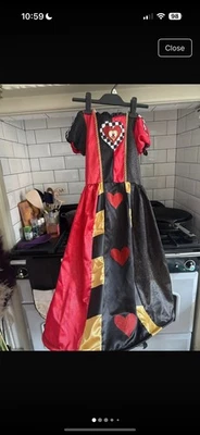 Queen of hearts fancy dress costume Disney Halloween Cosplay  VGC - Image 1 of 4