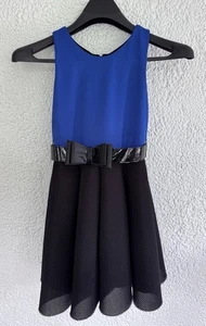 Zoe Ltd Girl's Blue/Black Sleeveless Belted Round Neck Fit & Flare Dress Size 12 - Picture 1 of 16