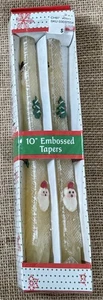Vintage Robert Alan Embossed Taper Christmas Candles Santa & Tree Kitsch Holiday - Picture 1 of 5