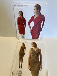 VOGUE V1341 DONNA KARAN Dress Tucked Sleeve V1342 Gathered Sewing Uncut Patterns - Picture 1 of 7