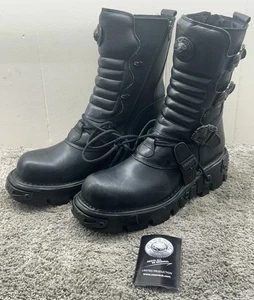New Rock M.391 S.18 Schwarz Metallic Reactor Punk Goth Rock Biker Unisex Stiefel 737 - Bild 1 von 8