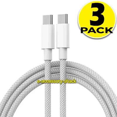 3 PACK USB-C Braided Cable Charger For Apple iPhone 15 16 17 Pro Max Plus OEM - Image 1 of 4