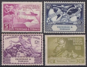 F-EX60164 TRINIDAD & TOBAGO IS 1949 NO GUM UPU SET. - Picture 1 of 2