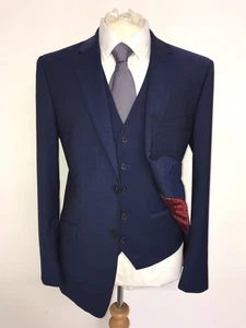 TED BAKER - Tailored Fit 3 Piece BLUE WOOL SUIT - 40 Reg - W34 L30 - WORN ONCE - Picture 1 of 13