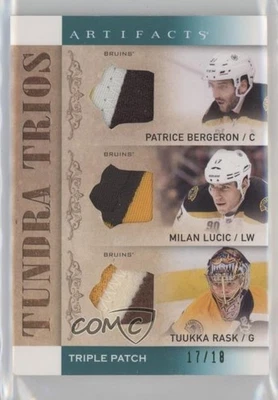 2014 Artifacts Tundra Trios Green /18 Patrice Bergeron Milan Lucic Triple Patch - Image 1 of 2
