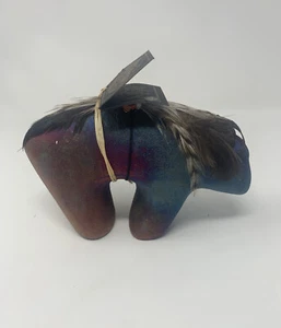 "Estatuilla grande de oso fetiche turquesa 6""x6"" Jeremy Diller Raku Southwest Pottery" - Imagen 1 de 8