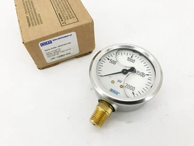 New Wika 9767142 Pressure Gauge 213.53 2.5" Face 1/4" NPT Lower Mount 2000psi - Image 1 of 4