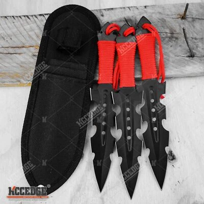 SET OF 3PC 7.5" NINJA KUNAI Outdoor Knife Set Full Tang Fixed Blade Knives - Image 1 of 4