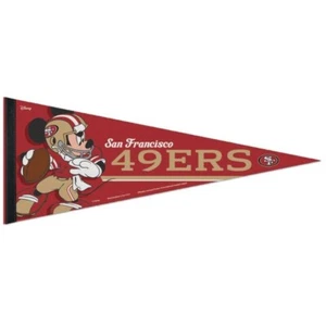 SAN FRANCISCO 49ERS MICKEY MOUSE DISNEY PREMIUM QUALITY PENNANT 12"X30" BANNER - Picture 1 of 1