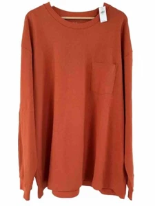 GAP T-Shirt Langarm Heavyweight Baumwolle Herren XXL Orange mit Tasche vorne Neu mit Etikett - Bild 1 von 17