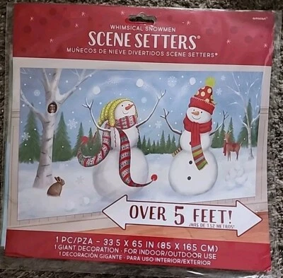 Snowman Scene Setter 圣诞派对墙面装饰背景冬季假期 — 第 1/4 张图片