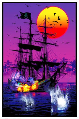 Pirate Battle - Non-flocked Blacklight Poster 24" x 36" - Image 1 of 2