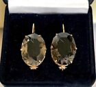 Big Antique Soviet USSR Dangle Golding Earrings Sterling Silver 875 Rauchtopaz