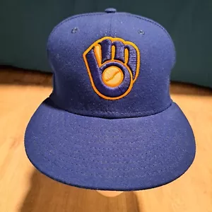 MLB Milwaukee Brewers New Era 59Fifty Baseball Cap Hat Fitted Size 7 Cool Base - Picture 1 of 9