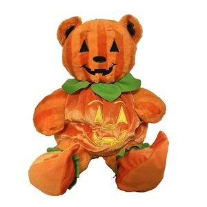 Build A Bear Pumpkin Jack-O-Lantern Striped Halloween Vines Plush Orange Outfit - Picture 1 of 13
