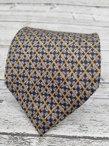 BURBERRY London Silk Tie Black w/ Blue Flower Gold Print Design  O244 - Bild 1 von 6