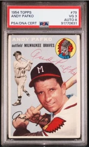 1954 Topps Andy Pafko Signed Baseball Card 79 PSA 3 PSA/DNA Certified 8 Auto - Picture 1 of 4