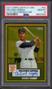 Orlando Cepeda Topps 2021 cromo platino #OC refractor automático dorado graduado PSA 10 - Imagen 1 de 2