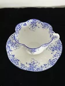 Vintage SHELLEY ENGLAND Bone China DAINTY BLUE Teacup & Saucer Set 051/28 - Picture 1 of 7
