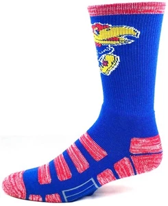 Kansas Jayhawks Blue & Red RMC Patches Deuce Crew Socks - Picture 1 of 3