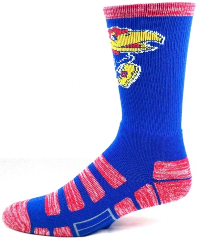 Kansas Jayhawks Blue & Red RMC Patches Deuce Crew Socks Cover
