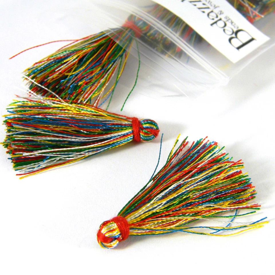 20 dijes multicolores arco iris miniatura 1 1/4 pulgada poliéster cuerda borla Foto 1 de 1