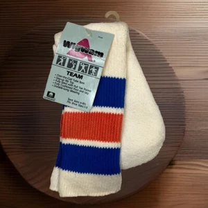 VTG Socks Wigwam 80's Youth 1-5 Shoe Size Tube Striped USA Over Calf Cotton 90's - Picture 1 of 6