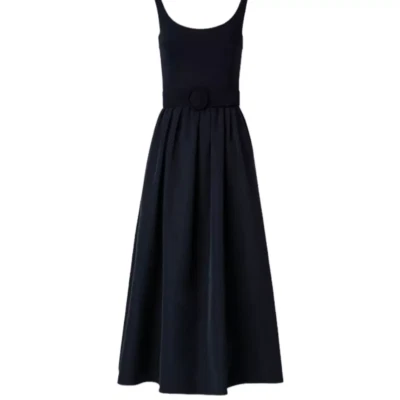 NUEVO Vestido sin mangas Akris Punto 14 negro mezcla media midi con cinturón Foto 1 de 4
