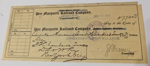 1908 Detroit, Michel Banco Ferroviario Assegno The Marquette Railroad Co. - Foto 1 di 5