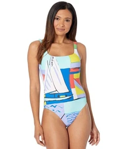 Polo Ralph Lauren Scenic Square Neck One-Piece Swimsuit Size XL 1529 - Picture 1 of 2