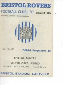 Bristol Rovers v Scunthorpe United 1964/65 Division 3 - Picture 1 of 1
