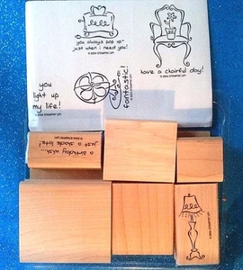 Stampin' Up Furnished With Love 2004 Lot of 6 Wood Rubber Stamps~Only 2 Used EUC - Picture 1 of 3