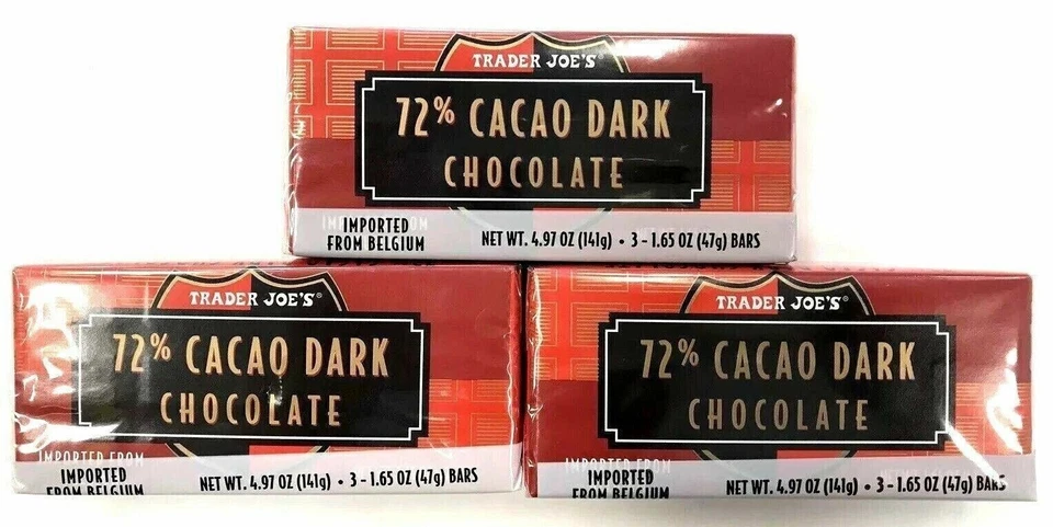 9 Bars Trader Joe's 72% Cacao Dark Chocolate Candy Bars 1.65 oz Each Bar - Image 1 of 4