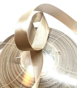 Beige Tan Double Satin Super Ribbon 16mm 5/8” X 2 Mtrs Woven Edge Poly Panda - Picture 1 of 4