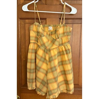 Mameluco ajustado Urban Outfitters para mujer S amarillo/verde a cuadros totalmente forrado cremallera lateral Foto 1 de 4