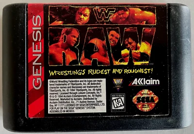 WWF RAW  WRESTLING'S RUDEST AND ROUGHEST!  SEGA GENESIS- 1994 - Image 1 of 3