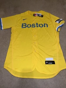 Boston Red Sox Nike 2021 City Connect Authentic Jersey Gold/Light Blue Sz 40 New - Picture 1 of 11