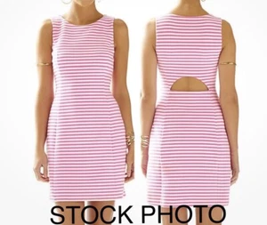 Lilly Pulitzer Whiting Hotty Pink Ottoman Stripe Cut Out Jersey Shift Dress Sz L - Picture 1 of 5