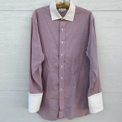 Camisa Paul Frederick Vintage Pinpoint Oxford 16.5/33 100% Algodón Roja Hecha en EE. UU. Foto 1 de 4