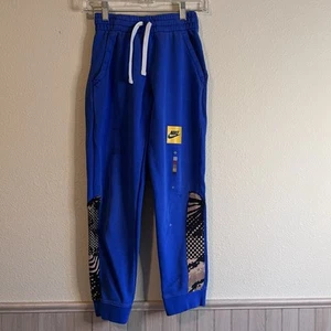 Nike Sportswear Club Fleece Pants L Blue Just Do It Graphic Joggers Lmtd Design - Picture 1 of 15