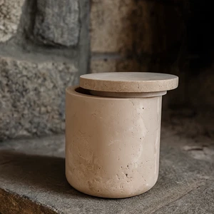 Tarro de cemento hecho a mano organizador de baño minimalista contenedor de hormigón 4"" - Imagen 1 de 4