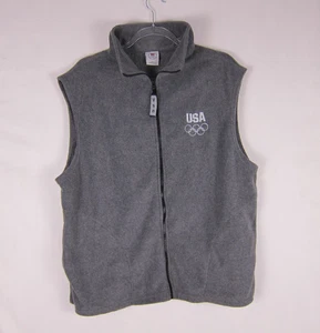 Giubbotto uomo pile smanicato USA comitato olimpico grigio full zip 2XL ufficiale - Foto 1 di 8