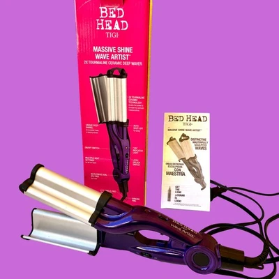 Crimpador de ferro de ondulação de cerâmica Bed Head para ondas praianas e brilho roxo novo - Imagem 1 de 4