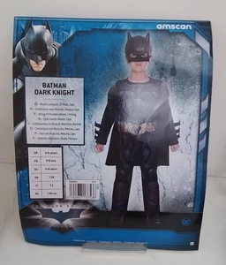Boy's Amscan Batman Dark Night Costume Age 6-8 Years Black Jumpsuit Used F1 - Picture 1 of 10