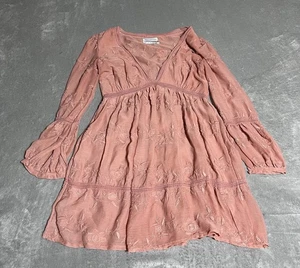 Urban Outfitters Dress Womens XS Pink Floral Lace Fairy Lined Babydoll Y2K Mini - Picture 1 of 6